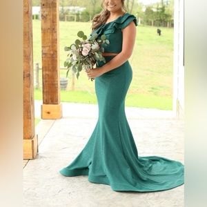 Jovani 66271 Hunter Green One Shoulder Formal Prom Dress 2